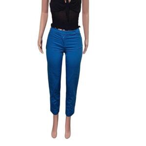 Amorethos women Sateen cyan mid-rise crop pant size 4/S